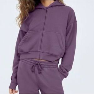TNA Cozy Fleece Boyfriend Boxy Zip Hoodie